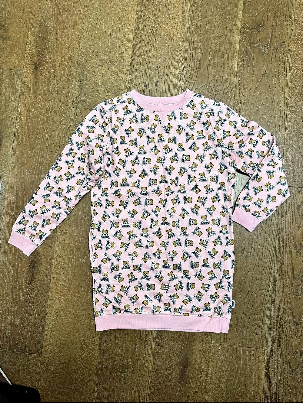 Moschino Underwear Pink Teddy Bear Logo Print Dress XS NWT